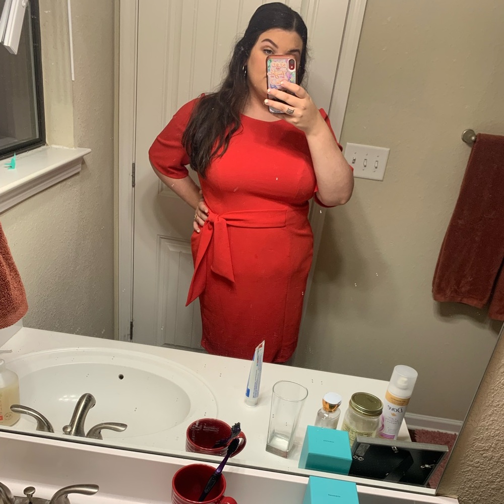 Red Maggy London Tie Front Dress Size 18